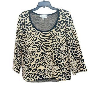 St. John Collection cheetah leopard Animal Print Sweater 14